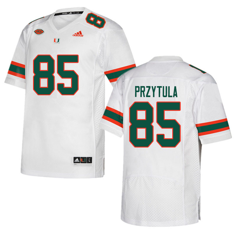 Men #85 Sebastian Przytula Miami Hurricanes College Football Jerseys Sale-White